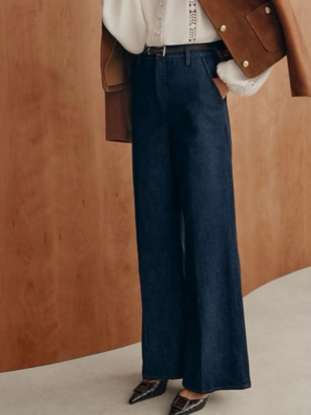 Ann Taylor The Trouser Jeans High Rise Waist Wide Leg Indigo Size 8